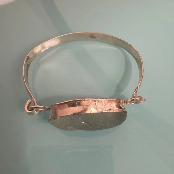 Artisan 925 Aqua Sea Glass Bracelet by Beachcombings artist Rolande Andrews 7" - Picture 2 of 10